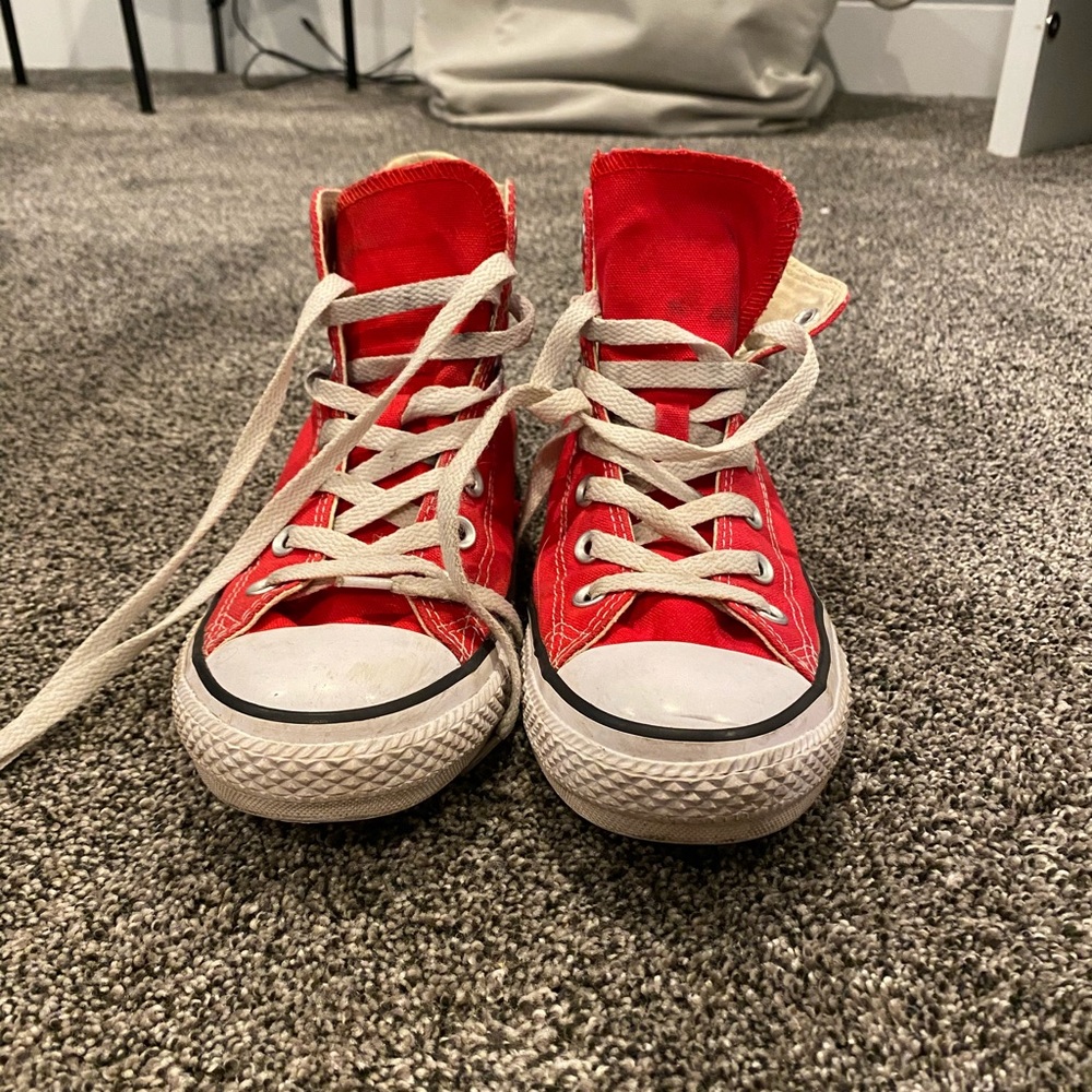 Red hi top converse